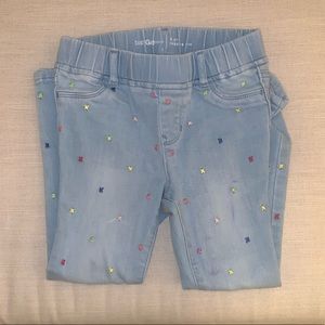 GAP denim leggings with colorful stitches
